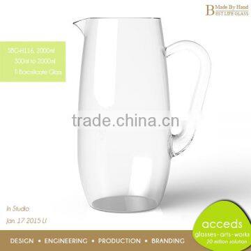 Hand Made Stylish Clear Pyrex Glass Jug / Drinking Jug photo-5