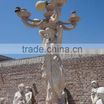 European Style Marble Garden Lady With Lamp Sculpture photo-4