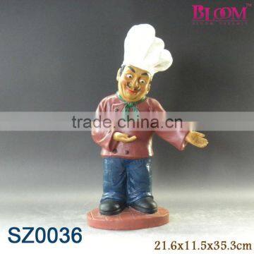 Handmade polyresin chef shape figurines for restaurant outdoor