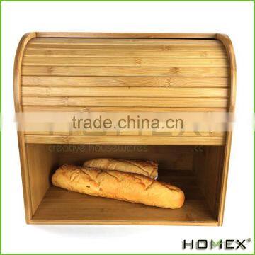 Bamboo matt corner bread box Homex-BSCI