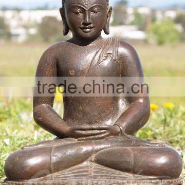 China Factory Supply Religious Fengshui Marble Meditating Buddha Lava Stone Statues photo-3