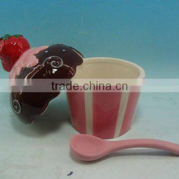 Hot Sale Coffee Tea Sugar Ceramic Storage Jar With Spoon