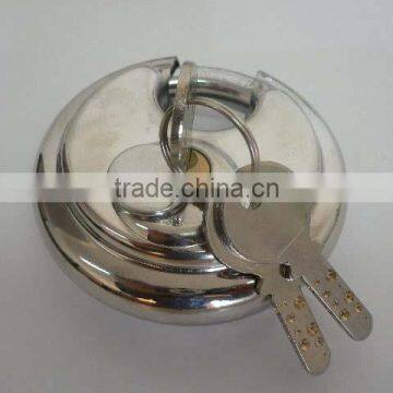 Solid Chromed Hardened Stainless Steel Disc Padlock With Brass Cylinder photo-6