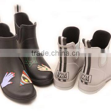 Special Grey Solid Color Unique Design Short Rain Boot for Women Female Lady Wellies Wellington Rain Boot Rainboot photo-6