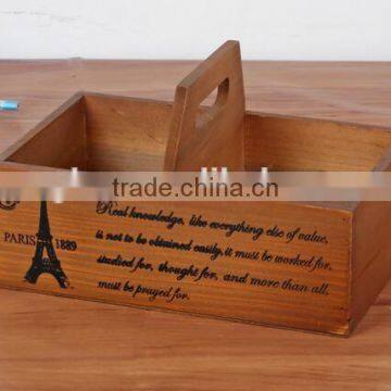 wooden Desk Organizer Case Desktop Storage Box