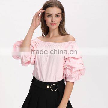 2017 Women off Shoulder New Summer Cotton Blouse Designs photo-2
