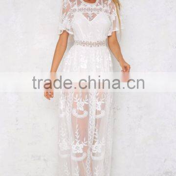 Guangzhou Clothing Factory Women Maxi Dress Latest Design Lace Dress photo-2