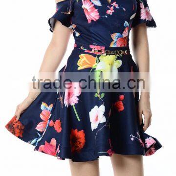 Guangzhou clothes flare dress off shoulder fashion boutique dress