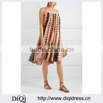 Wholesale Ladies Apparel Summer Style Soft Fabric Striped Silk Dress(DQE0396D)