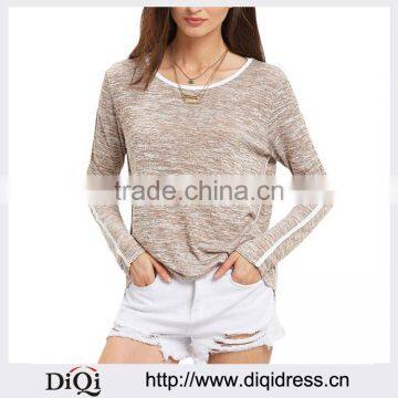 Customized Woman T-shirts Ladies Casual T Shirt Round Neck Long Sleeve Loose T-shirt