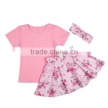 fashion skirt with cotton top pettiset children clothing set for wholesale