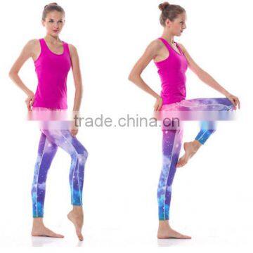 custom women gym shorts and tops dry fit and skinny polyester AOP F/L legging