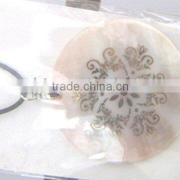 natural shell pendant necklace, with flower painting, inexpensive jewelry