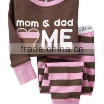 children's brown mom and dad love me printed cotton pajamas suits kids nightgown