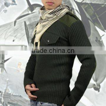 Pure Color Military Sweater Plus Size Mens Acrylic Sweater Designs photo-6