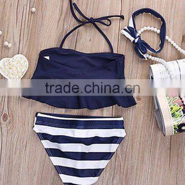 Vintage Black and White Stripe Baby Girl Swimsuit Bikini Bulk Buy From China photo-2