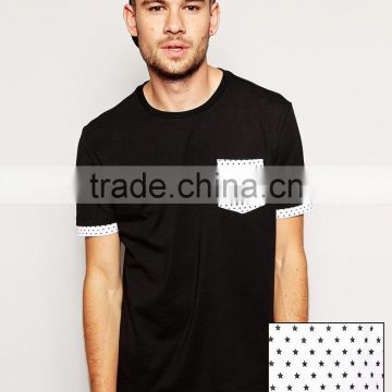 cotton t-shirt With Star Print pocket Double Layer Effect