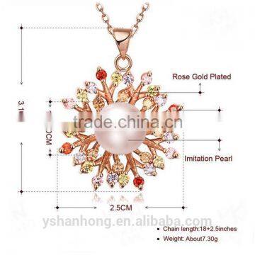 Natural Pearl Inlaid Rose Gold Pendant Necklace photo-2