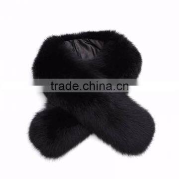 Myfur Customized Size Black Color Dyed Fox Body Fur Soft Fur Collar For Trim