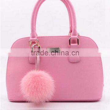 Myfur Cute Baby Pink Color Custom Real Fox Fur Balls Key Ring