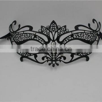 Glossy Metal Black Mask Diamante Rhinestones Italy Costume Masquerade Halloween photo-6