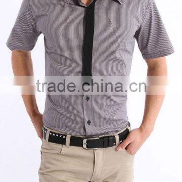 summer yarn-dyed stripped short-sleeve men shirt in high quality