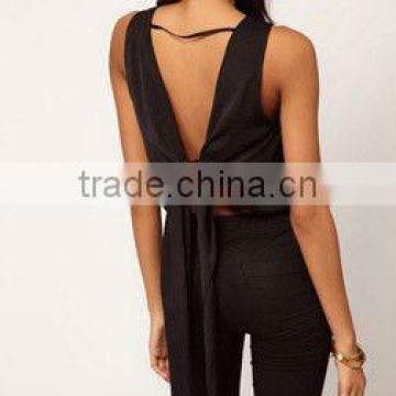 ladies sexy leisure elegant sleeveless chiffon fashion blouse