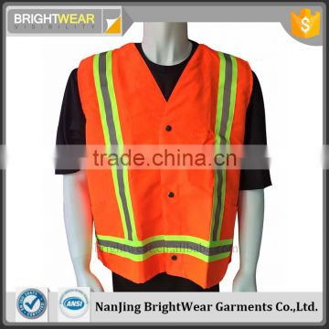 hi-vis orange oxford 3 snaps closure reflective vest