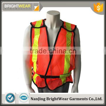 Hi viz orange mesh PVC reflective tape roadway safety vest for Canada