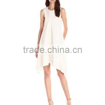 Women's Kerchief Hem Swing Blue,Beige,Off-white Dress photo-3