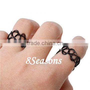 Popular Black Plastic Stretch Rings Imitation Temporary Tattoo Sticker photo-3