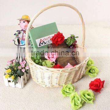 Hot Sale Universal Large White Wicker Handmade Round Hamper With Handle Flowers Fruits Bread Picnic Gift Storage Basket photo-6