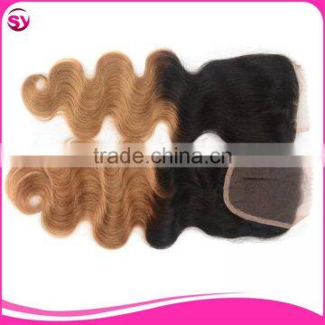 1B/27 Brazilian Ombre Blonde Hair Closure Piece, Free Parting Lace Closure Blonde photo-4