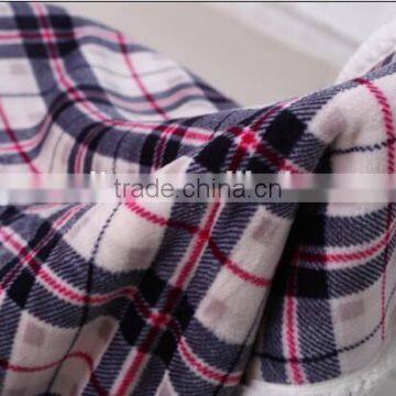 2015 New Design 100% Polyester Flannel Sherpa Plaid Blanket photo-2