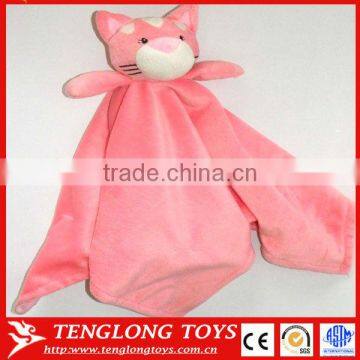 Lovely pink bear toy head soft two sides baby blanket