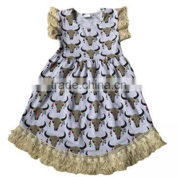 Yawoo bull patterns cute kids clothes online boutique baby girl dresses