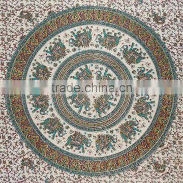 Jaipuri Bandhej Elephant Cotton Mandala Tapestry For USA photo-6