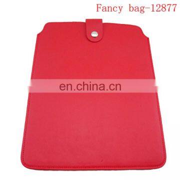 Fashionable soft red color pu laptop bag handbag