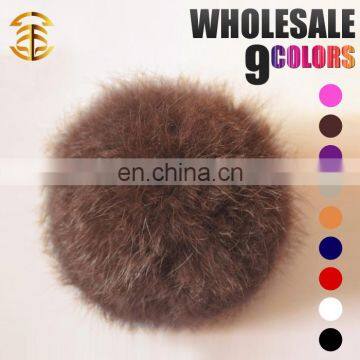 Hotsale Bag Garment Fur Ball Accessories Keychain Genuine 8cm Natural Or Colorful Rabbit Wholesale Fur Pom Poms