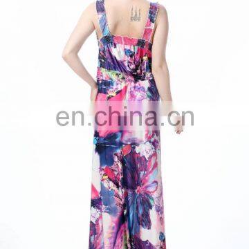 5005-2# Sleeveless Floral Sexy Maxi Chic Boho Fashion Beach Women Clothing Spandex Plus Size Long One Piece Bohemian Dress 2017 photo-5