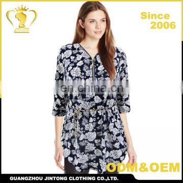 New design supply OEM & ODM mid sleeves ladies flowers blouse tops women