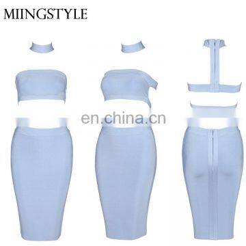 oem backless halter two pieces sexy bodycon bandage girls sexy night dress photos for wholesale