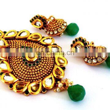 Indian Traditional kundan bridal pendant set-soth indian one gram gold sets-indian wholesale kundan set-india ethnic jewelry