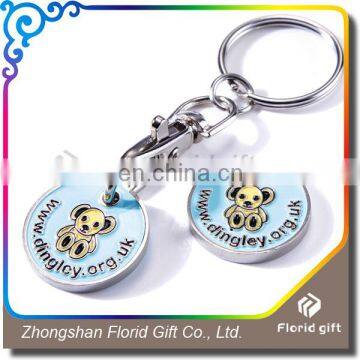 High Quality Cheap Custom Shape Metal Trolley Coin Keychain photo-2