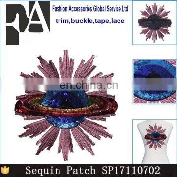 Fancy Large Iron On Applique Beaded Sequin Globe Embroidery Patches For Clothing