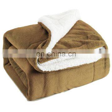 High Quality Double Layers Sherpa Backing Coral Fleece Throw Blanket for Winter photo-4