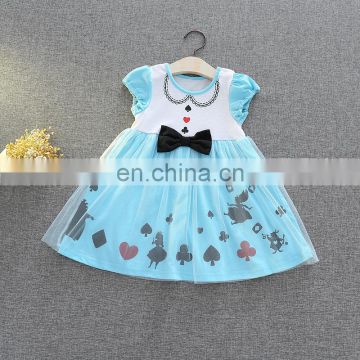 Latest blue western wedding birthday party wear baby girls dress