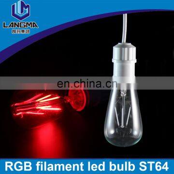 E27 Base ST64 Led Bulb Filament ST64 B22 Led Filament Bulb ST64 Rgb Led Colors Light E26 photo-2