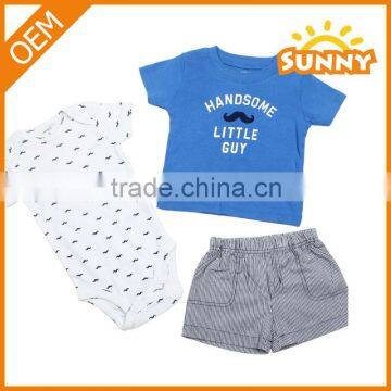 Hot Sale Caters Style 100% Cotton 3pc Baby Clothes Set