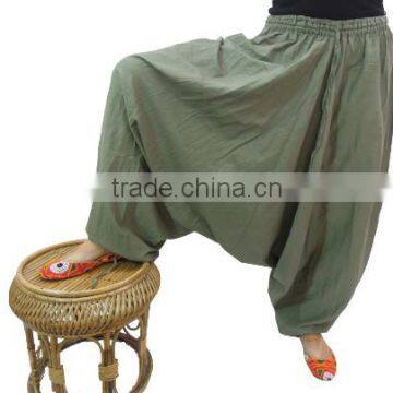 Dull Green Mens Harem Pants Baggy Aladdin Alibaba Afgani Genie Fisherman man Pants Trouser jumpsuit Yoga Boho Gypsy Indian women